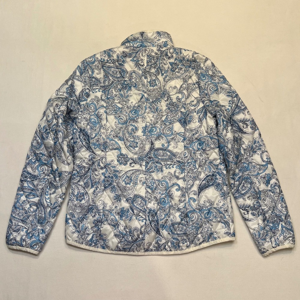 Lands' End Blue White Paisley Coastal Cottage Shabby Chic Quilted Jacket Size M - Picture 7 of 8